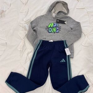 Adidas Kids Navy and Teal Jogger Set